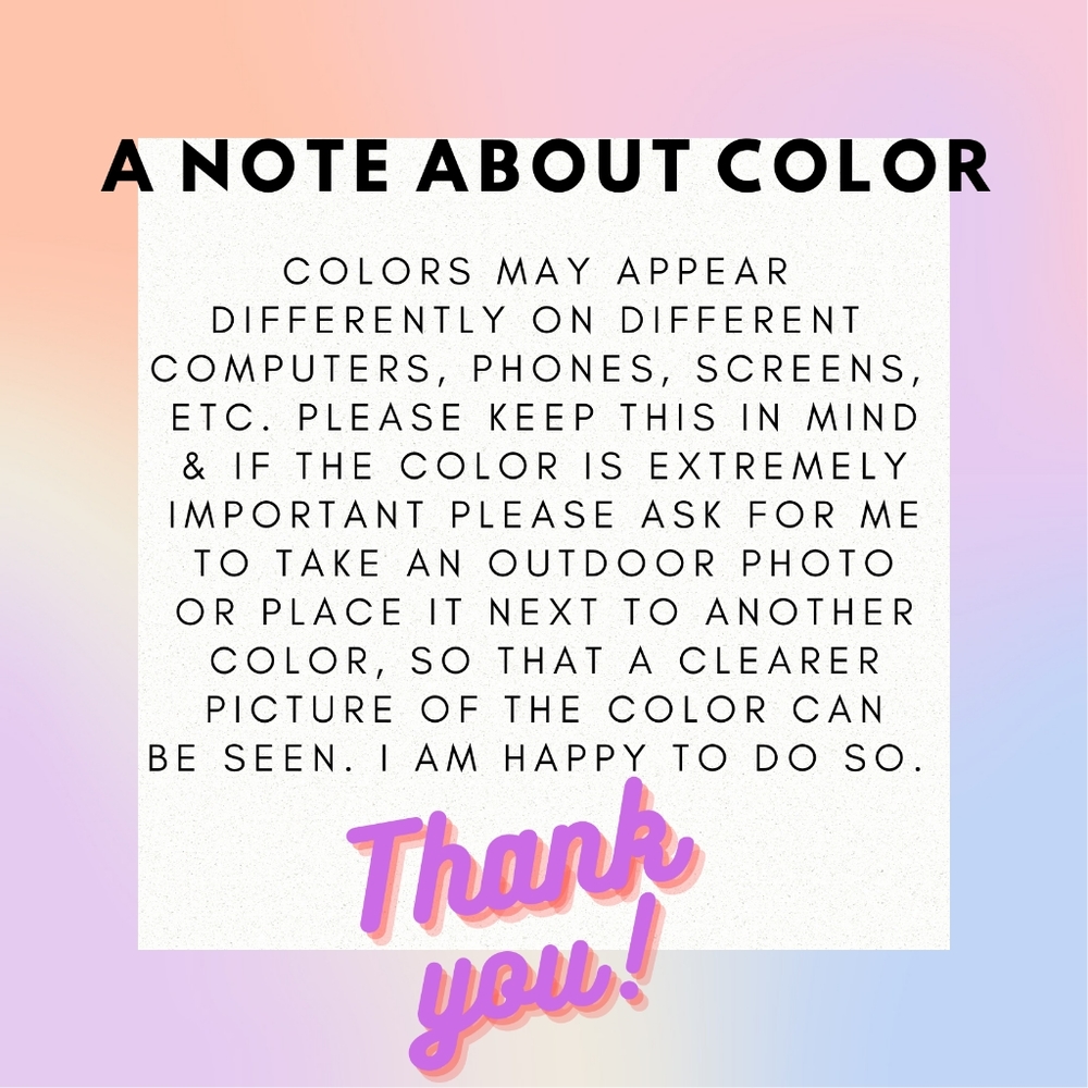 NOTE ABOUT PRODUCT COLORS